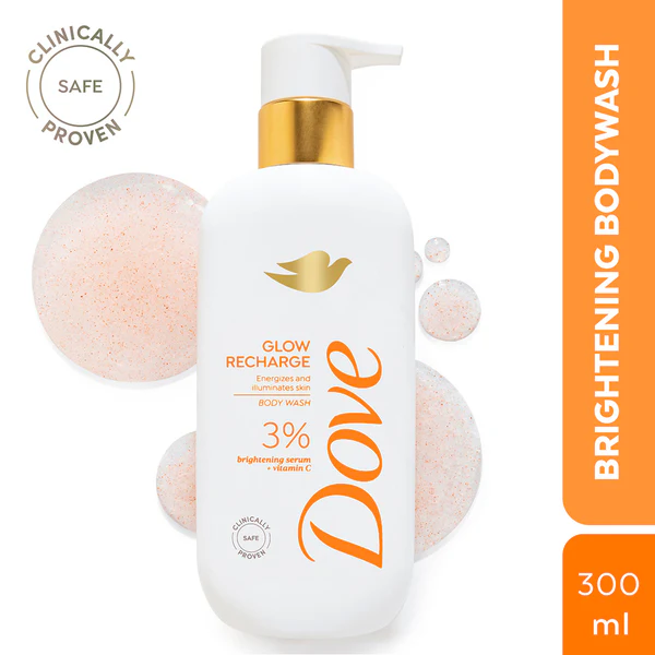 Dove Glow Recharge Exfoliating Body Wash with Vitamin C & Brightening Serum, 300ml