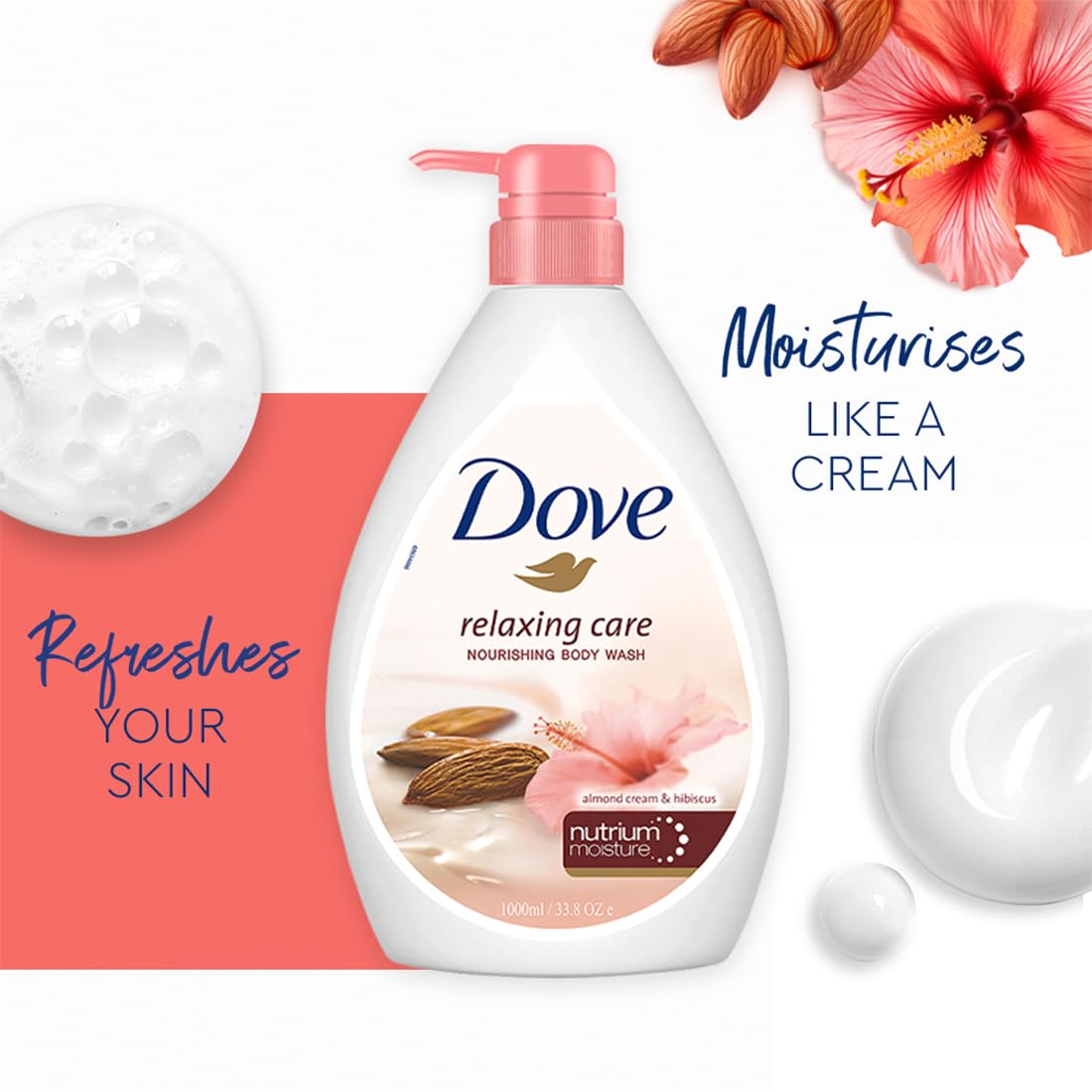 Dove Relaxing Care Body Wash - Almond Cream & Hibiscus (1000ml)