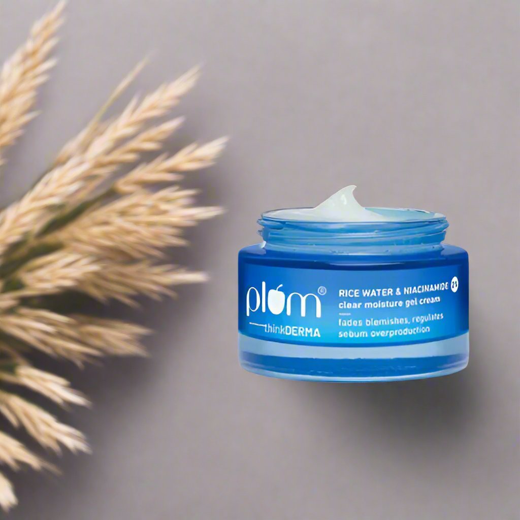 Plum Think Derma Niacinamide & Rice Water Gel Cream - Oil-Free Hydration (50g)
