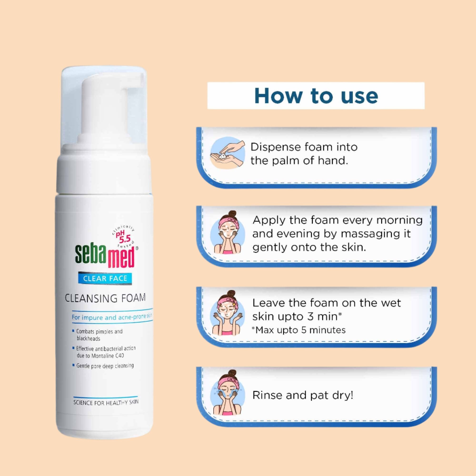 Sebamed Clear Face Cleansing Foam for Acne & Blackheads 150ml