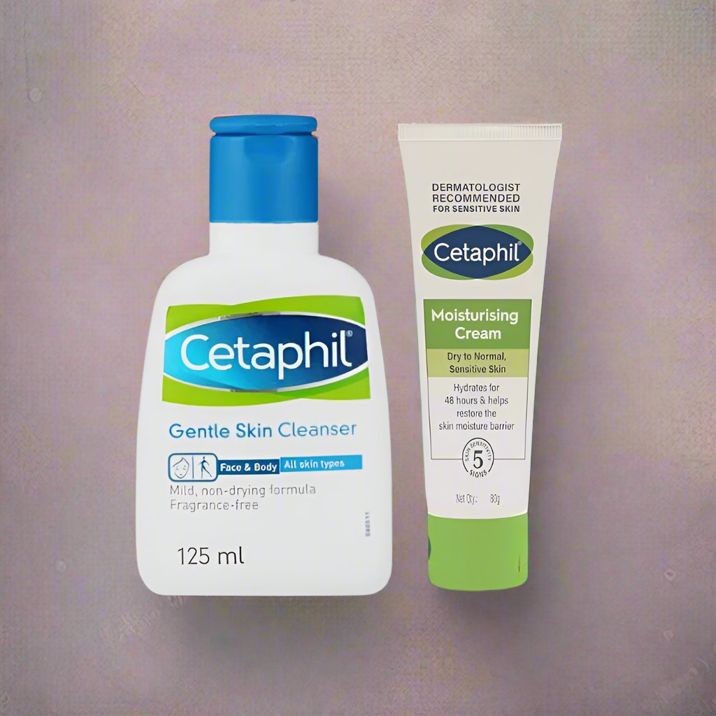 Cetaphil Gentle Cleanser & Moisturizing Cream Combo for Sensitive Skin (125ml + 80g)