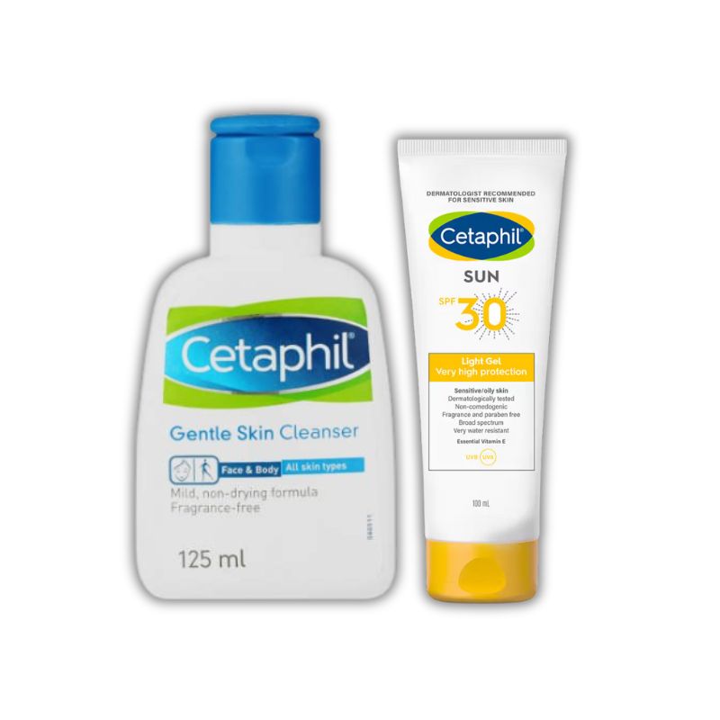 Cetaphil Gentle Skin Cleanser & Sun SPF 30 Light Gel Combo