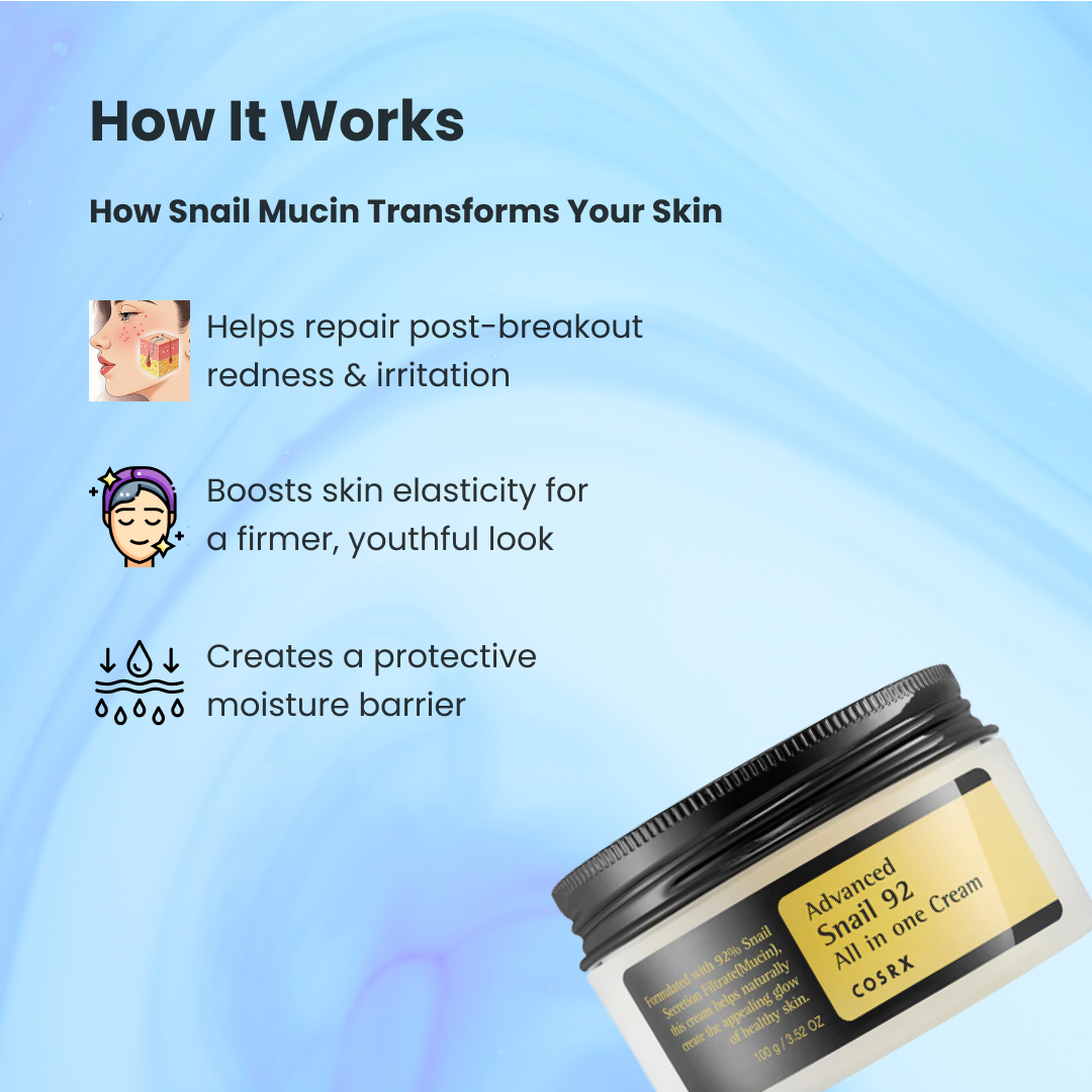 COSRX Snail Duo: Repair Cream 92 & Essence 96 Combo
