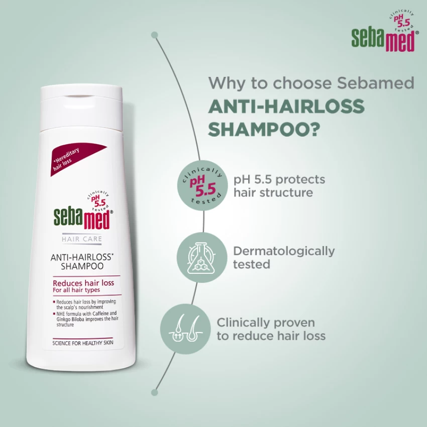 Sebamed Anti-Hair Loss Shampoo with Caffeine & Gingko Biloba, PH 5.5, 200ml